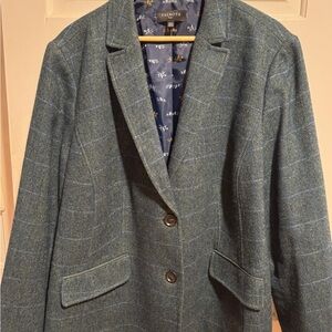 Talbots Women's Teal Checkered Blazer